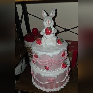 SOLD Pink and White Decorative Cake with Strawberries